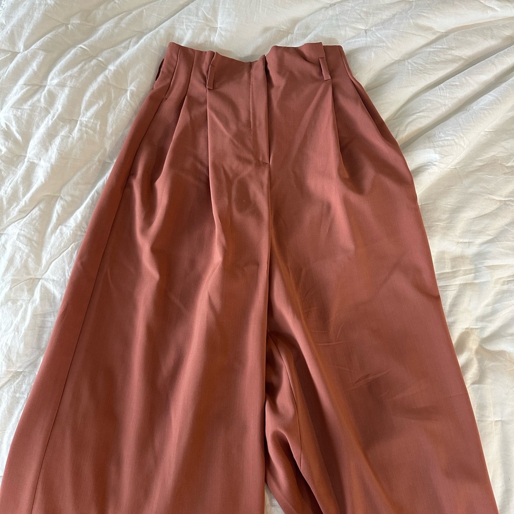 MaxMara Brown Wide Leg Pants with Pleated Waist Size 6 Medium